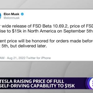 Tesla raises price of full self-driving capability, Elon Musk announces